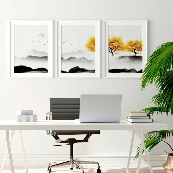 Office prints for the wall | set of 3 framed wall art