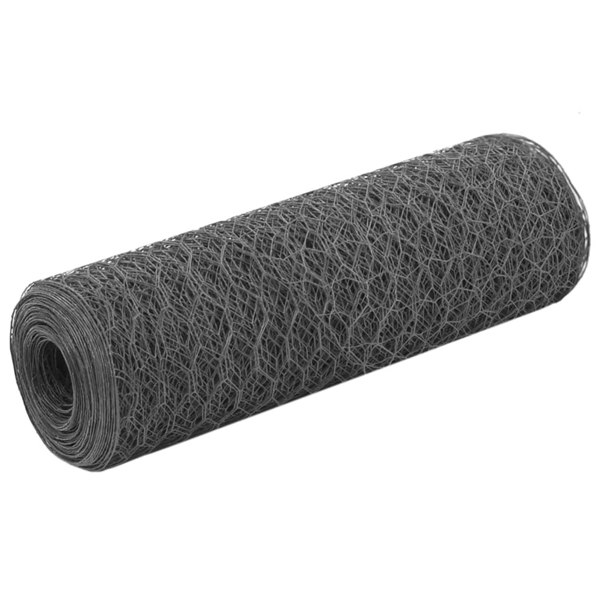 Berkfield Chicken Wire Fence Steel with PVC Coating 25x0.5 m Grey