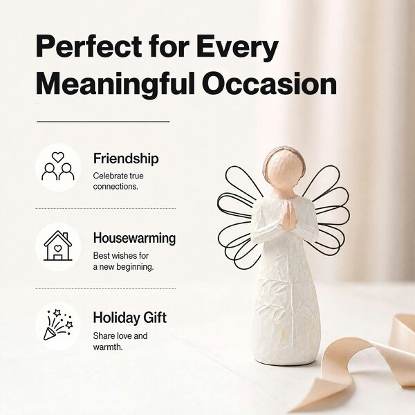 Levede Resin Thank You Gift Figurines Willow-Inspired White For Shelf Decor