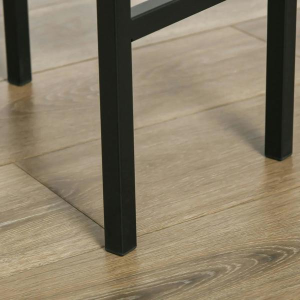 Black steel bar stool leg with tapered base and squared frame