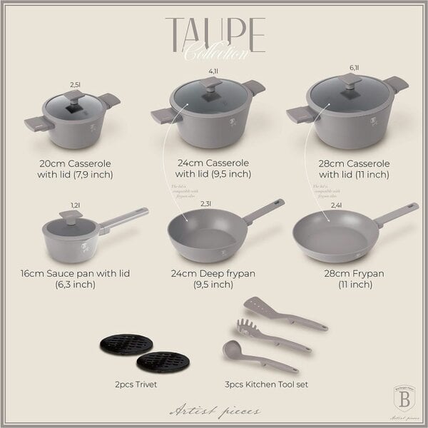 Berlinger Haus 15 pcs Cookware Set Berlinger Haus BH8111 Taupe