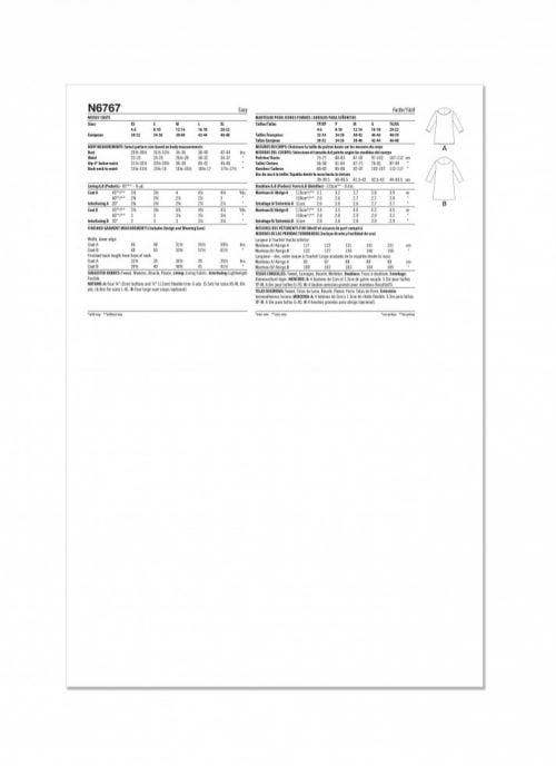 New Look Sewing Pattern 6767, Coats for Women, A (XS-S-M-L-XL) - Easy