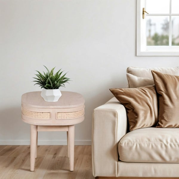 IH Design Carlester Cane And Wood Bedside Table