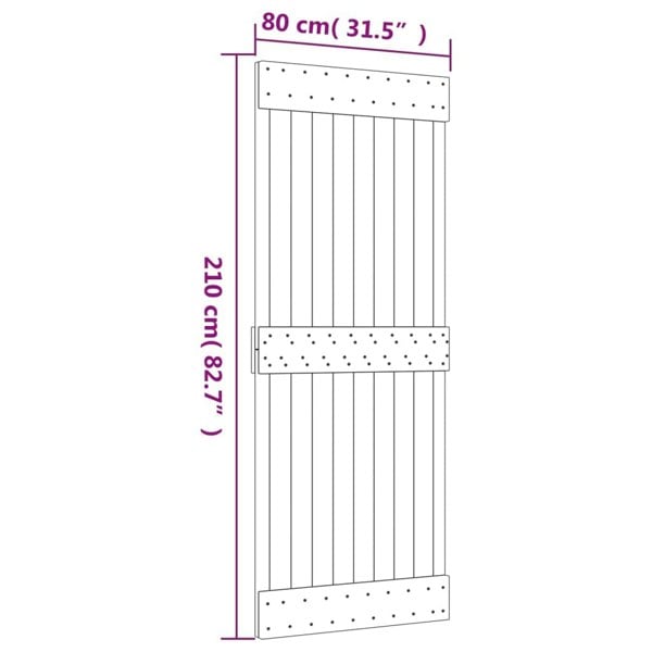 Berkfield Sliding Door with Hardware Set 80x210 cm Solid Wood Pine