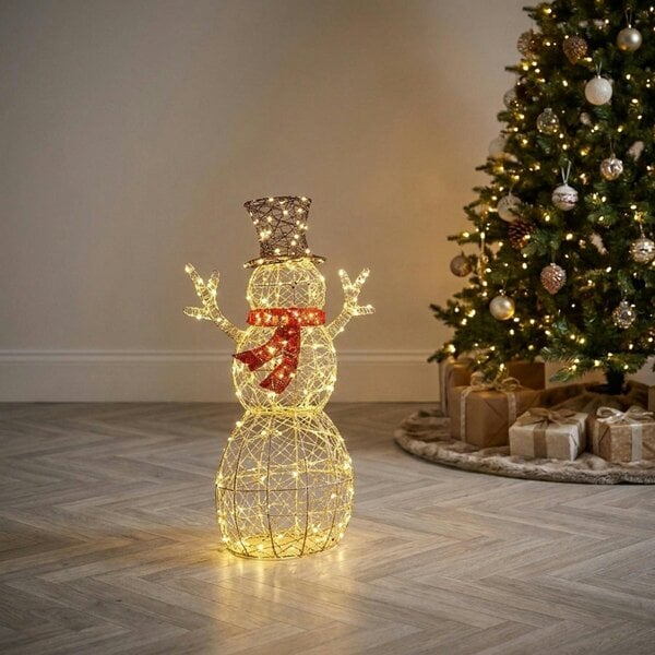Garden Greatness Lit Golden Elegance Twist Snowman