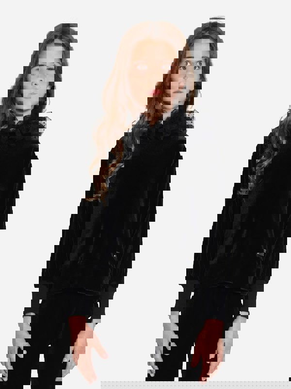 Monnalisa Girls Velvet Tulle Hoodie in Black