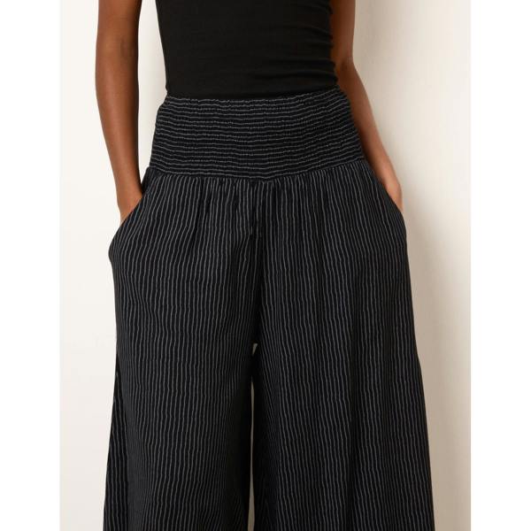 Blue Vanilla Wide Leg Shirred Waist Wavy Trousers