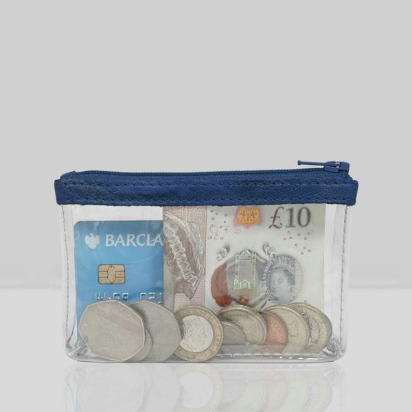 Assots London 'DINAH' Transparent Zip Top Blue Iris Coin Purse