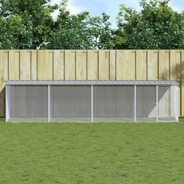Berkfield Chicken Cage with Roof Light Grey 403x98x90 cm Galvanised Steel