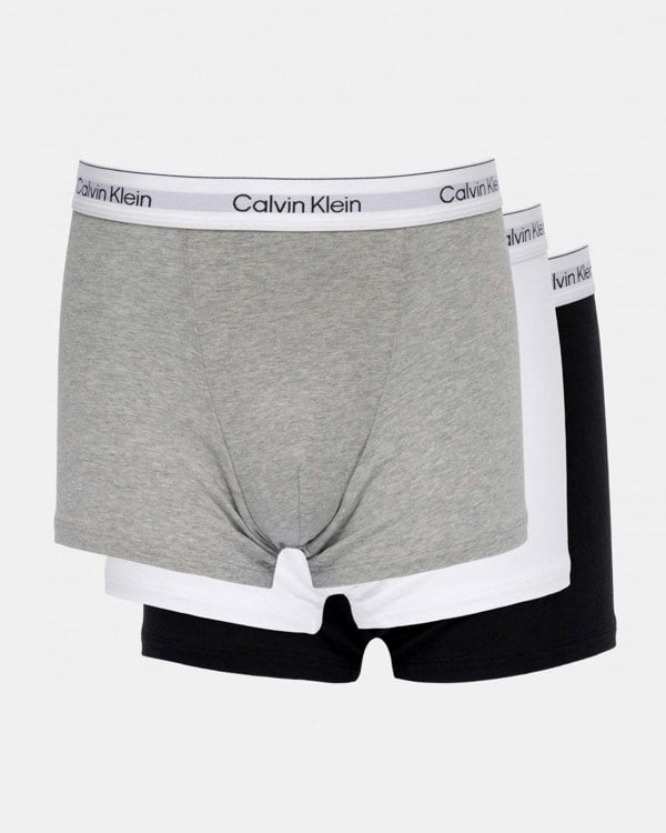 Calvin Klein 3 Pack Mens Relaxed Dart Trunk - Grey Heather/White/Black