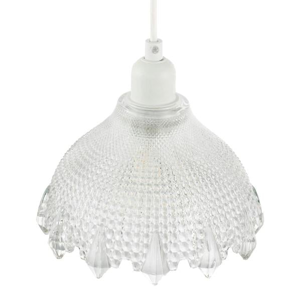 Classic Ornate Round Clear Glass Pendant Shade with Moulded Design Image 3