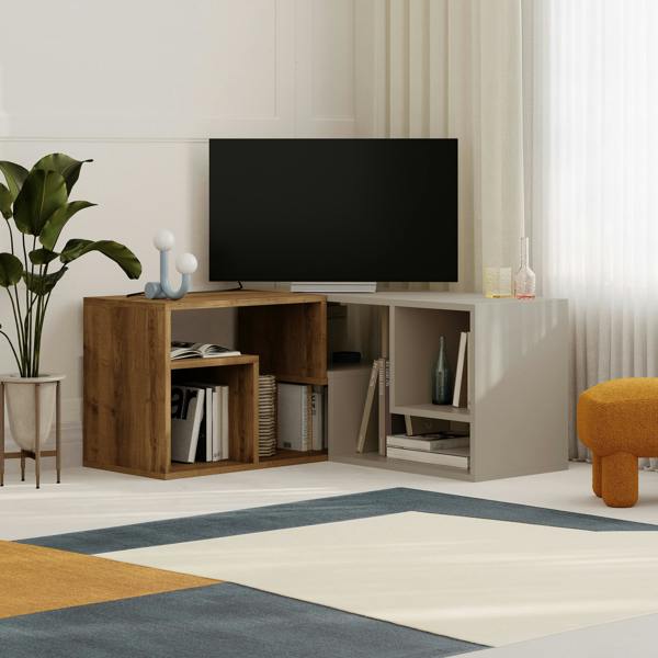 Decortie Modern Glis Corner TV Unit Versatile Design for TVs Up to 35 Inches Adjustable TV Shelf Media Centre