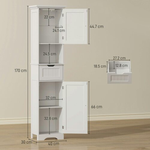Wyld Haus Morale Slim Bathroom Storage Cabinet With Integrated Sensor Lighting White