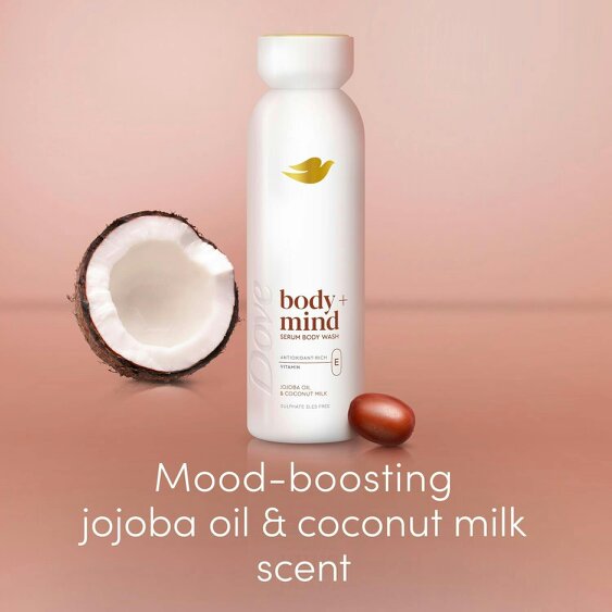 Dove Body + Mind Serum Body Wash Jojoba Oil Antioxidant & Vitamin E, 6x350ml