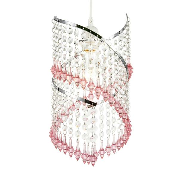 Modern Spiral Waterfall Pendant Shade with Pink and Clear Acrylic Image 5