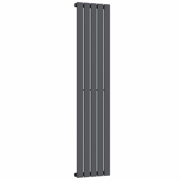 MYHOMEWARE Anthracite Gray 376 x 1600 mm Modern Vertical Flat Panel Designer Radiator Single Panel Radiator Heater