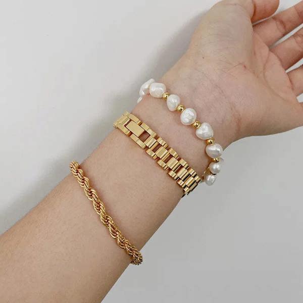 Elk & Bloom 14K Gold Chunky Watch Chain Link Bracelet