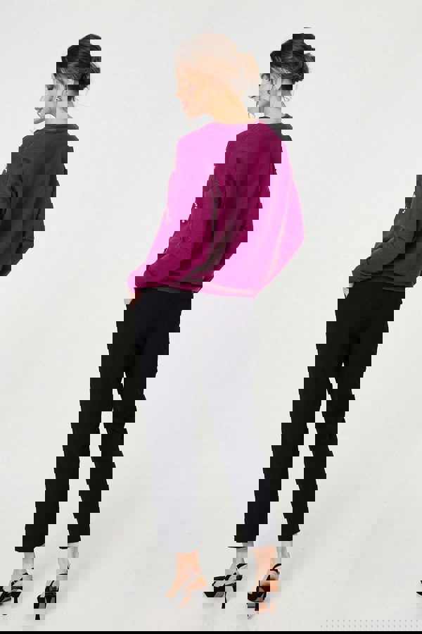 Purple | Heart Embellished Boat Neck Jumper
