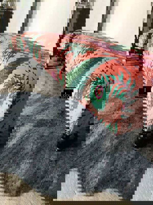 ISTOOLS Lynx Printed Fabric Footstool – Stylish Handmade Ottoman & Footrest for Home Décor