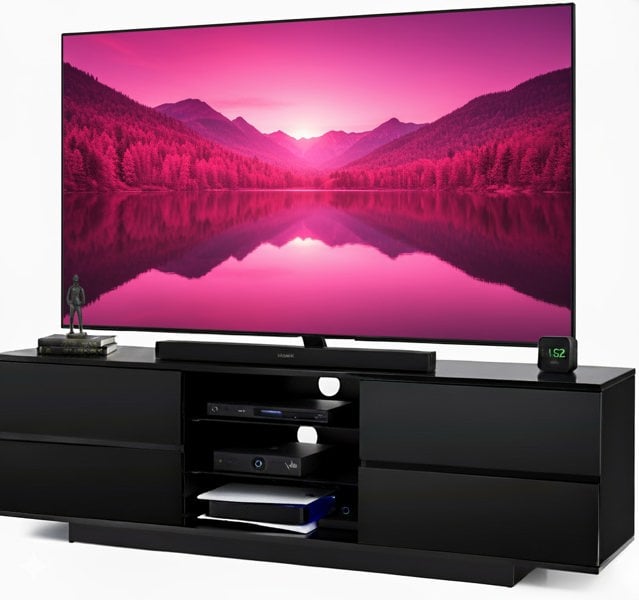 Homeology Avitus Gloss Black Designer Stand up to 65inch Flat Screen LED and LCD TV Cabinet