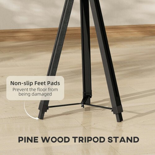 Wyld Haus Suta Wood And Metal Black Tripod Searchlight Floor Lamp Adjustable Head
