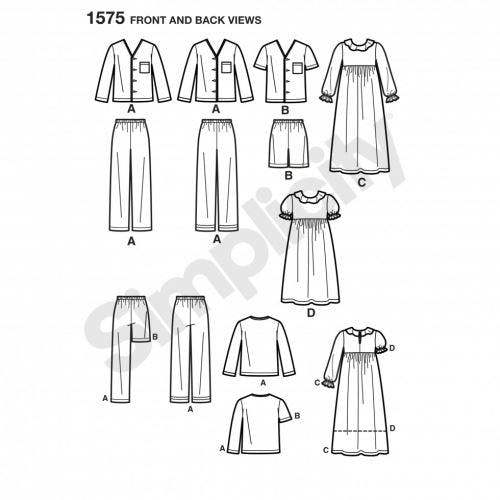 Simplicity Sewing Pattern 1575, Dresses, Trousers, Pyjamas, Shorts, Tops for Kids, Teenagers, Ages: 3-4-5-6  - Easy