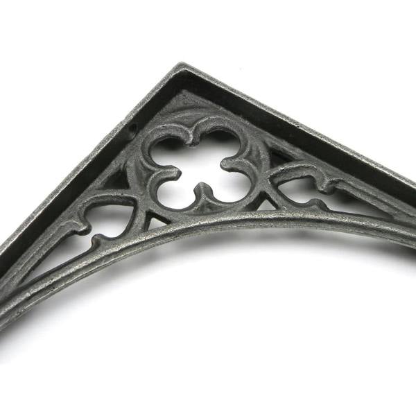 Pair of Antique Cast Iron Victorian Gothic Shelf Brackets - 180mm x 195mm