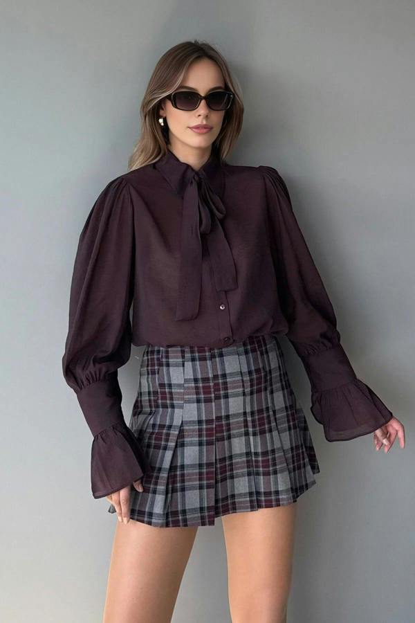 WOVCOR Transparent Soft Feel Boho Shirt with Tie Detail