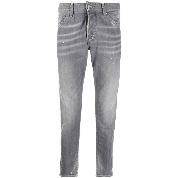 Dsquared2 Skinny Dan Faded Grey Paint Splatter Effect Jeans - Nova Clothing