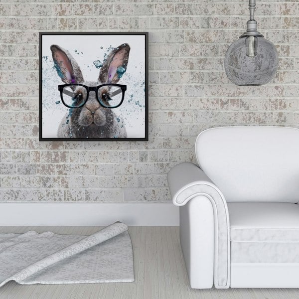 Warren Reed Rabbit Splash Art Framed Canvas