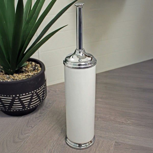 Showerdrape Opera White/Chrome Freestanding Toilet Brush & Holder