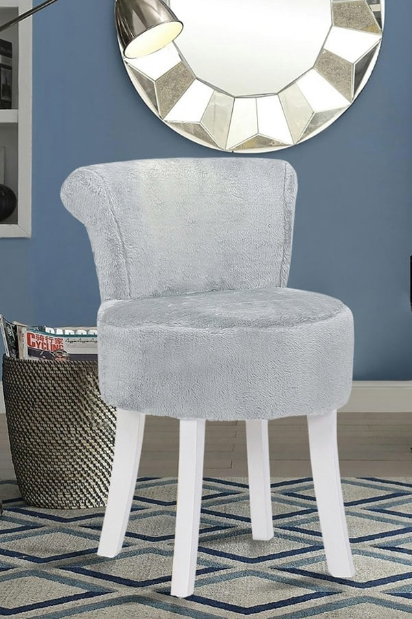 Living and Home Modern Plush Upholstered Dressing Footstool with White Legs