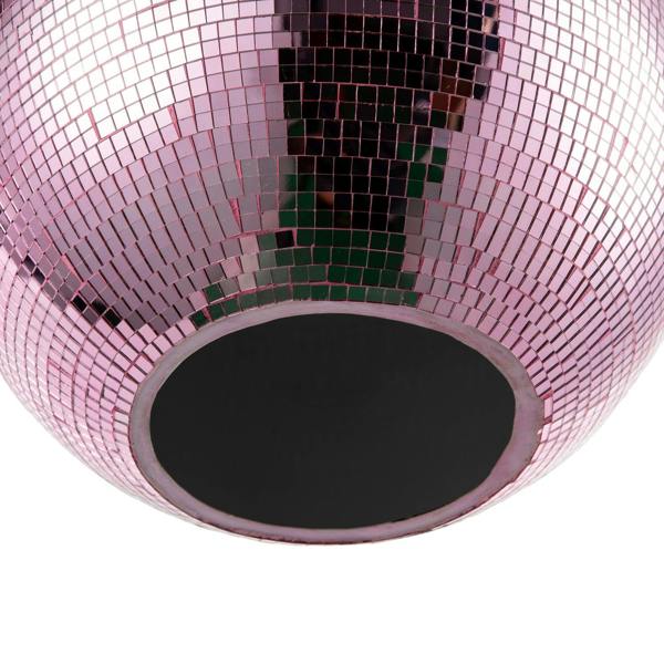 Shiny Disco Mosaic Ball in Vibrant Pink Mirrored Tiled Retro Style Image 4