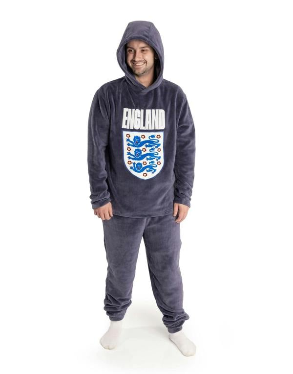 England Mens Blue Logo Long Sleeve Long Leg Pyjama Set