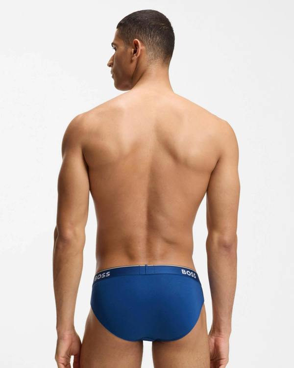 BOSS Orange 3 Pack Mens Power Briefs - Open Blue 487 | CHO | Designer Mens Underwear