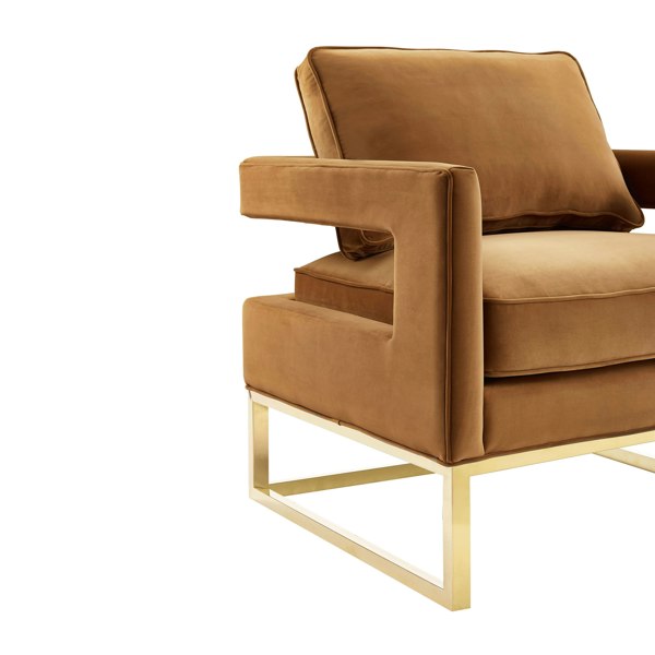 Furniture Edit Avery Cognac Velvet Chair With Polished Gold Base