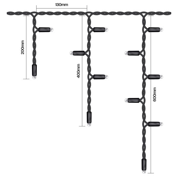 Eagle Connect Icicle lights Black Rubber 60/40/20 Drop  5M