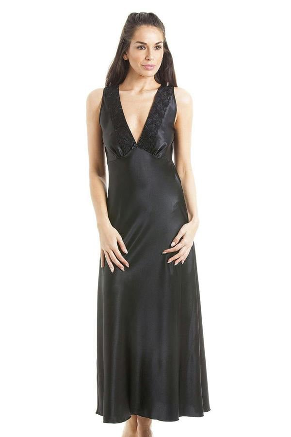 Luxury Black Lace Satin Chemise