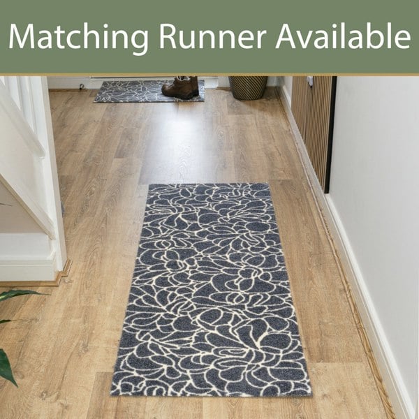 JVL Mega Mat Machine Washable Entrance Runner and Doormat Set, Floral