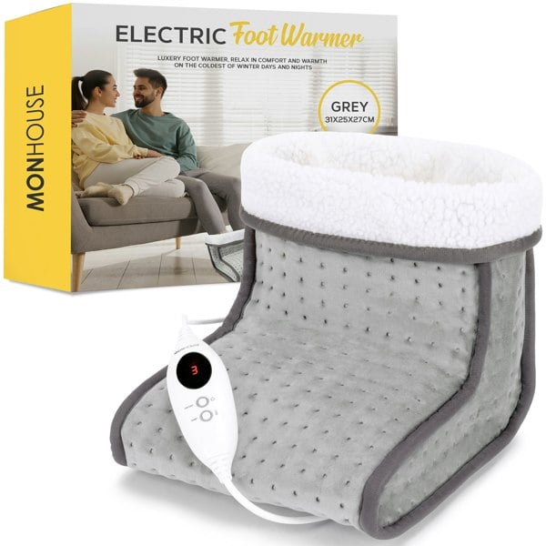 MONHOUSE Electric Foot Warmer - Soft and Breathable Heating Pad - Relaxing Heat Therapy