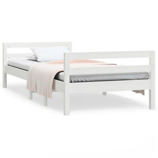 Berkfield Bed Frame White 90x190 cm 3FT Single Solid Wood Pine