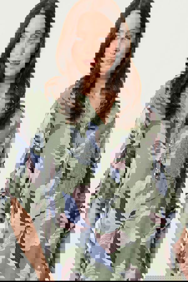 Sage | Sequin Trim Floral Relaxed Blouse