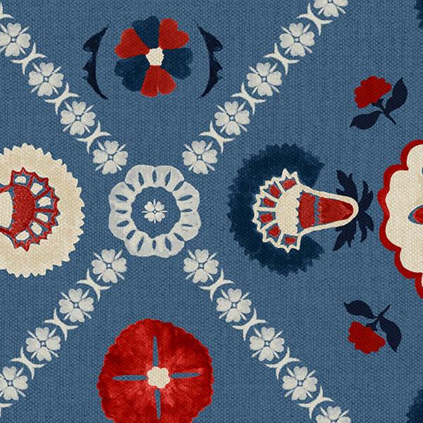 Joules Festival Floral Trellis Blue Wallpaper