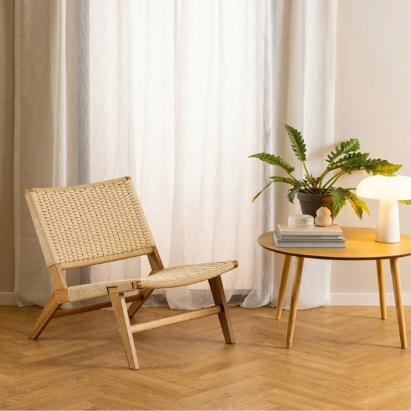Furniture To Go Carson Lounge Chair in Off White and Oak