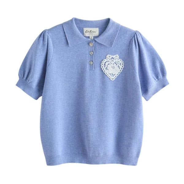 Cath Kidston Womens/Ladies Heart Knitted Pocket Polo Shirt - Blue - 