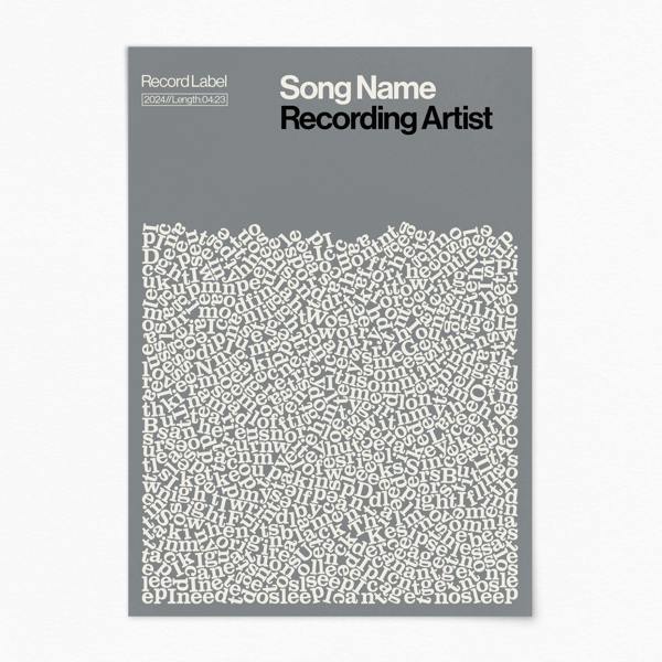 personalised music lyrics art print on grey paper