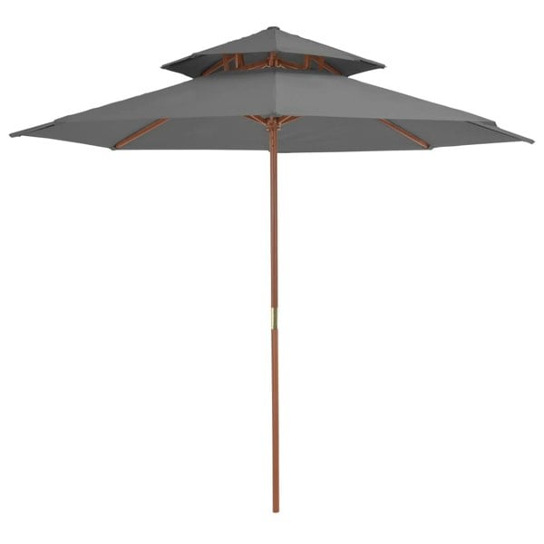 Berkfield Double Decker Parasol with Wooden Pole 270 cm Anthracite