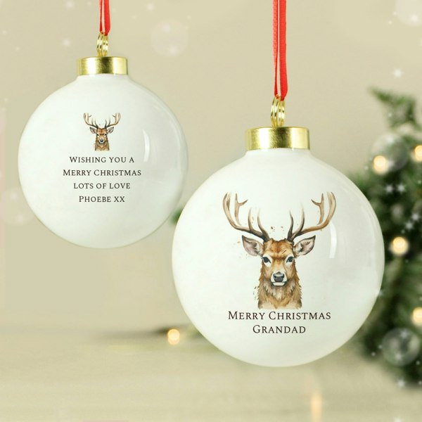 Personalised Memento Company Personalised Watercolour Stag Bauble