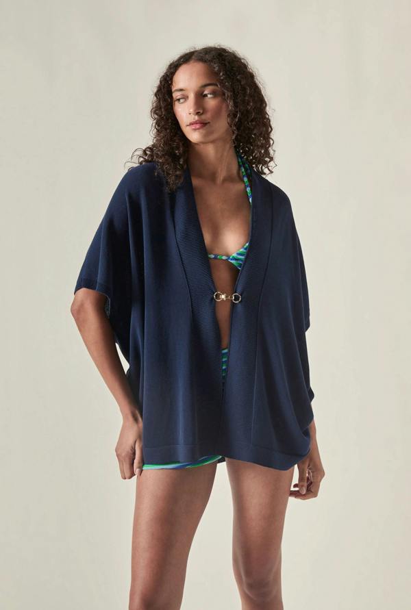 James Lakeland Relaxed Clasp Front Cover-Up - Navy
