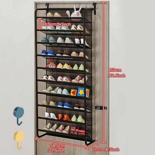 Havendro Over Door Shoe Rack Wall Hanging Closet Organizer Storage Stand Black